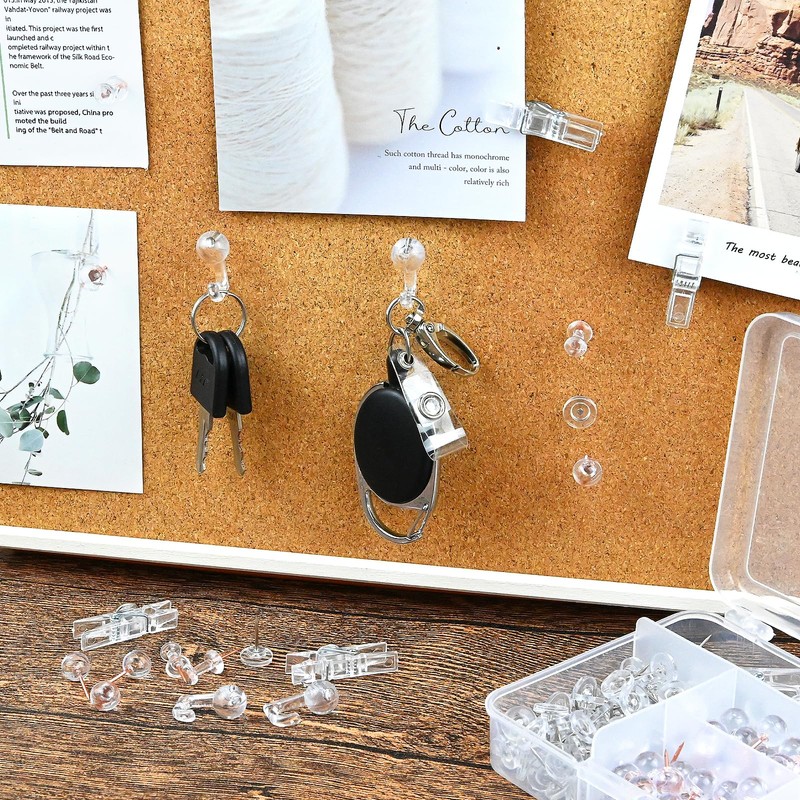 260 Pcs Push Pins Set 5 Styles Clear Thumb Tacks