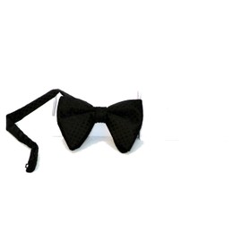 FERUCCI Mens Oversized Bow Tie - Tuxedo Black Silk Bowtie with Black Polka Dot big bow tie (one size)