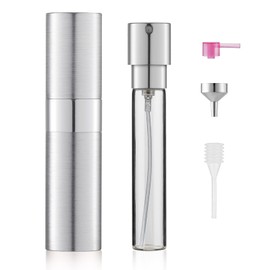 LISAPACK 8ML Brushed Atomizer Perfume Spray Bottle for Travel, Empty Refillable Cologne Dispenser, Portable Sprayer (Silver)