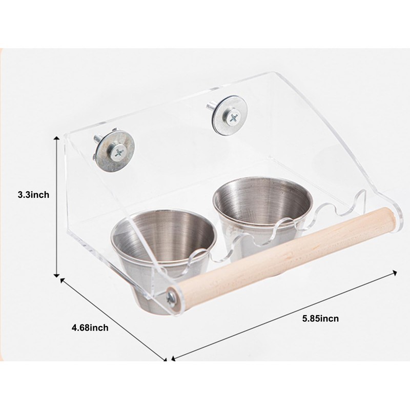 Bird Cage Seed Catcher Feeder with Perch and Anti-Slip Stand,