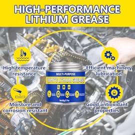 AstraVox Multi-Purpose White Lithium Grease, 60ml Automotive Grease with Brush for Hinges, Wheel Bearings, Gear, and Garage Door, Bike, Lithium Lubricant ideal for Household, Marine, Industrial (60ml)