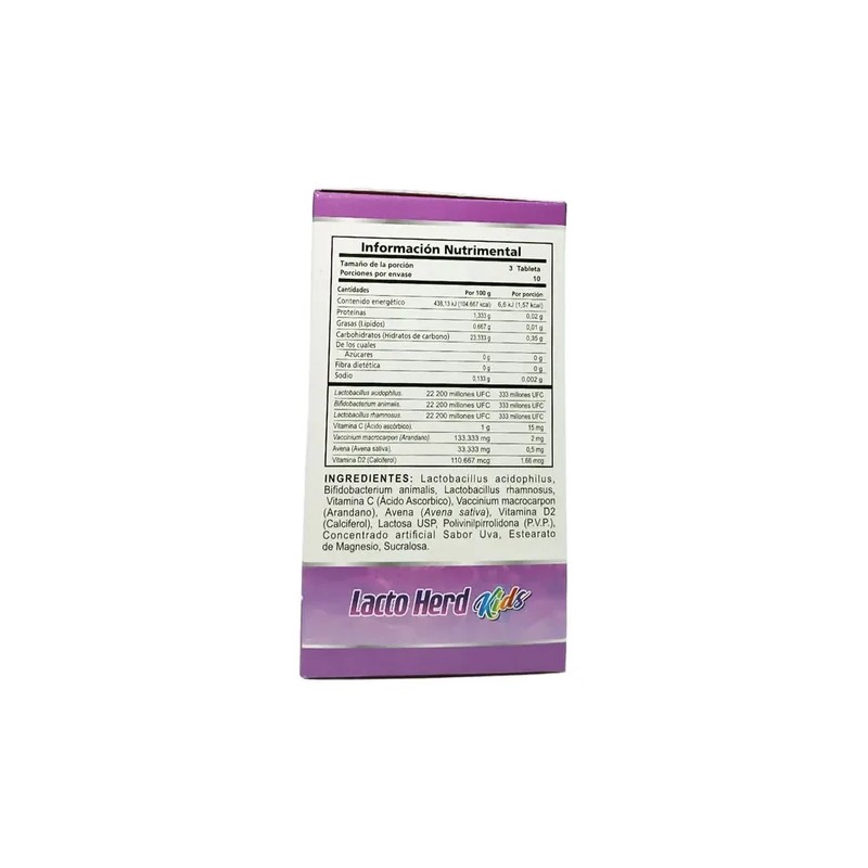 Lactobacilos Niños C/30 Tabs Mast Sabor Uva Lacto Herd Kids