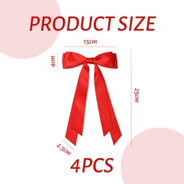 4 Pieces Of Red Bow Hair Clip, Streamer Butterfly Clip, Sweet And Cute Hair Accessories, Children'S Hair Accessories.