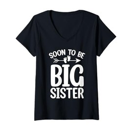 Womens Soon To Be Big Sister Women Pregnancy Announcement Gifts V-Neck T-Shirt