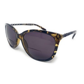 Incredible Bargains The Laguna Bifocal Reading Sunglasses Round Butterfly Cateye Sun Readers for Women + 1.25 Yellow Tortoise with Smoke Lens