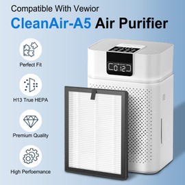 2 Pack ClearAir-A5 Replacement Filter Compatible with VEWIOR ClearAir-A5 Air Purifi-er, 3-in-1 High-efficiency H13 True HEPA Air Cleaner Filter for Wildfire Smoke Dust Pollen Pet Dander