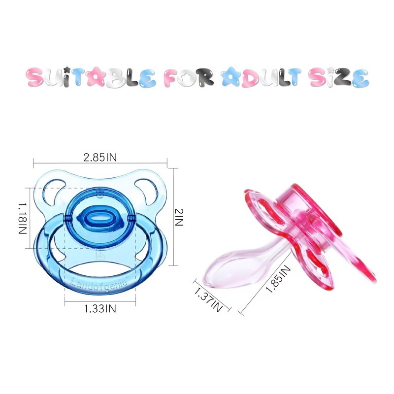 Landofgenie Large Shield Adult Size Pacifiers Set Moon Shape Transparent