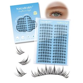 NAGARAKU Grupos de Pestañas, Pestañas Postizas Individuales En Grupos, 168 Extensiones, Efecto Nube, Naturales, Finas, 14 Filas, Para Uso Doméstico (Estilo Girasol, Rizo En C, 10-12 Mm Mixto)