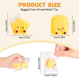 2Pcs Taba Squishy Fidget Toys, Taba Stress Relief Squishies for Kids Adults, Cute Star and Cube Sensory Toys for Anxiety Relief, Party Favors, Birthday Gifts, Soft Mochi Squeeze Toys for Boys Girls