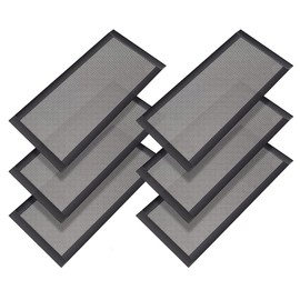 6Pcs Floor Vent Mesh Covers, 4x10inch/10x25cm PVC Rectangle Air Vent Screen Cover Magnetic Mesh Filter for Floor Wall Ceiling Catch Debris Hairs PC Dust (Black)