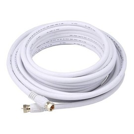 Monoprice RG6 Quad Shield Coaxial Cable - 7.62M (25ft) - White, CL2, 18AWG, 75Ohm, Heavy-Duty With F Type Connector