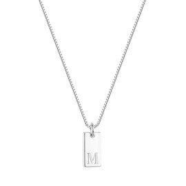Yimofy Initial Necklace for Women Stainless Steel Women's Dainty Letter Necklace Tiny A-Z Alphabet Pendant Box Chain Choker Necklace M