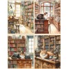 Handmade 8 Old Fashioned Book Store with Cats glossy blank