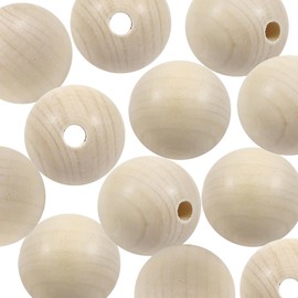 Toaob 30 mm Pack of 12 Wooden Beads, Round Natural Loose Spacer Beads for DIY Jewellery Making