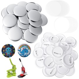 100 Sets 2.25 Inch Button Making Supplies, Complete 58mm Pin Maker Supplies, Button Maker Accessories Kit with Metal Covers, Pin Backs, Film & Paper for Badge Press Machine