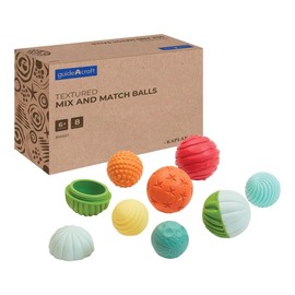 Kaplan Early Learning Textured Mix and Match Balls - Set of 8, Sensory Exploration Toys for Babies 6+ Months,