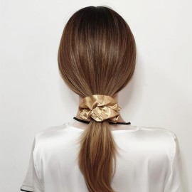 Sufermoe 6 Pcs Satin Silk Hair Scrunchies, Light Brown 4.5 Inch Elastic Hair Ties for Women and Girls - Versatile Hair Accessories for Ponytails, Buns, and Different Hairstyles