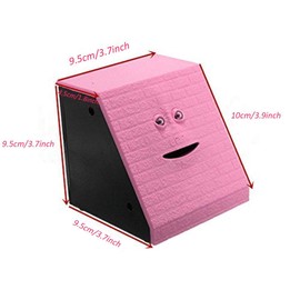 Youngine Novelty Face Bank Coin Eating Savings Bank Money Saving Collection Piggy Bank (Pink Brick)