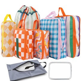 Xmzsdz 8 Pcs Compression Packing Cubes for Travel Luggage, Lightweight Suitcase Organizer Bags Set, Compression Packaging Cube for Travel Essentials, Packing Cubes for Carry on Suitcase