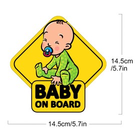 2 Pcs Reflective Baby on Board sign for Car, Reflective Kids Safety Warning Sticker, Baby on Board Signs for Car Window Cling Waterproof/Weatherproof (A1)