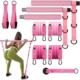 Kit de Pilates con Barra y Bandas de Resistencia, Ideal para Ejercicios de Piernas, Glúteos, Espalda Baja, Brazos, Sentadillas y Otros. Perfecto para 