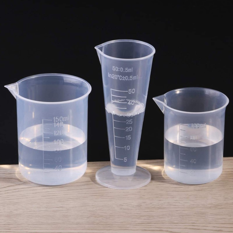 Waziaqoc 100ml/3.4oz Plastic Graduated Beaker (3 Pack), Transparent PP Measuring