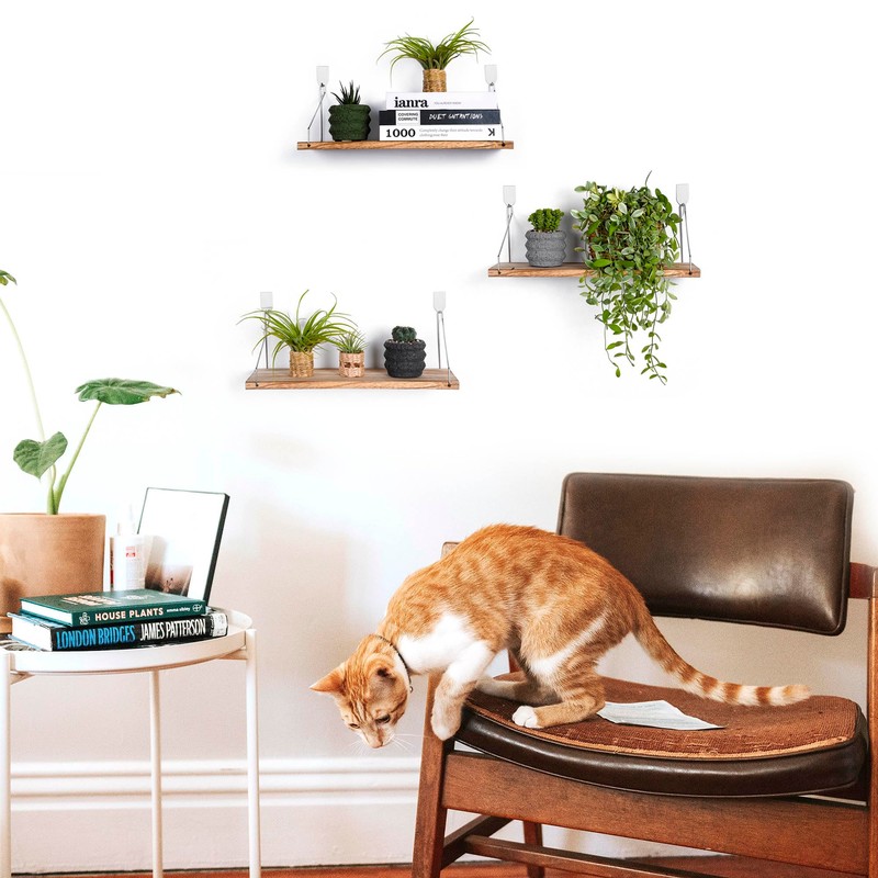 MITIME Floating Shelves Set of 3 Rustic Solid Wood Floating