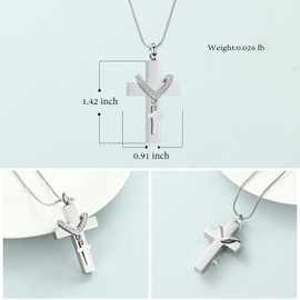 Imrsanl Cremation Jewelry Cross Urn Necklace Pendant for Ashes for Men Women Keepsake Memorial Ash Jewelry for Loved Ones (Double Cross-Silver), (IM-Z9216-1)
