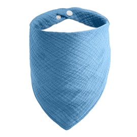 ICEMOOD Adjustable Cotton Bandana - Solid Color Scarf for Small Dogs with Button Fastening, Blue, Medium, 5lbs - 30lbs