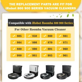 DovLazm 22 Pcs 800 900 Series Replacement Parts for iRobot Roomba 960 980 805 850 860 861 864 870 871 880 890 891 960 980 981 985 961 Vacuum Accessories,2 Set Roller Brushes,8 Filters,10 Side Brushe