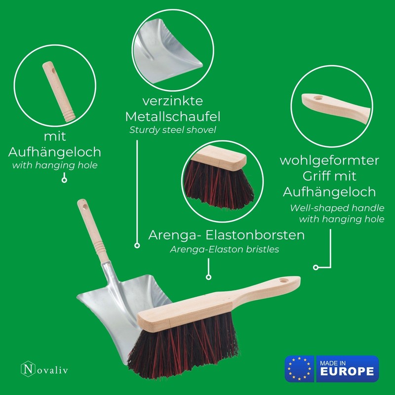 Novaliv 2 x dustpan set, dustpan set, hand brush, arenga
