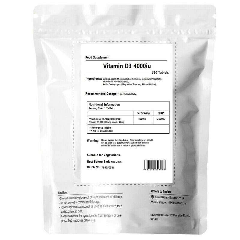 Pure High Strength Vitamin D3 4000IU Tablets - Help Bones