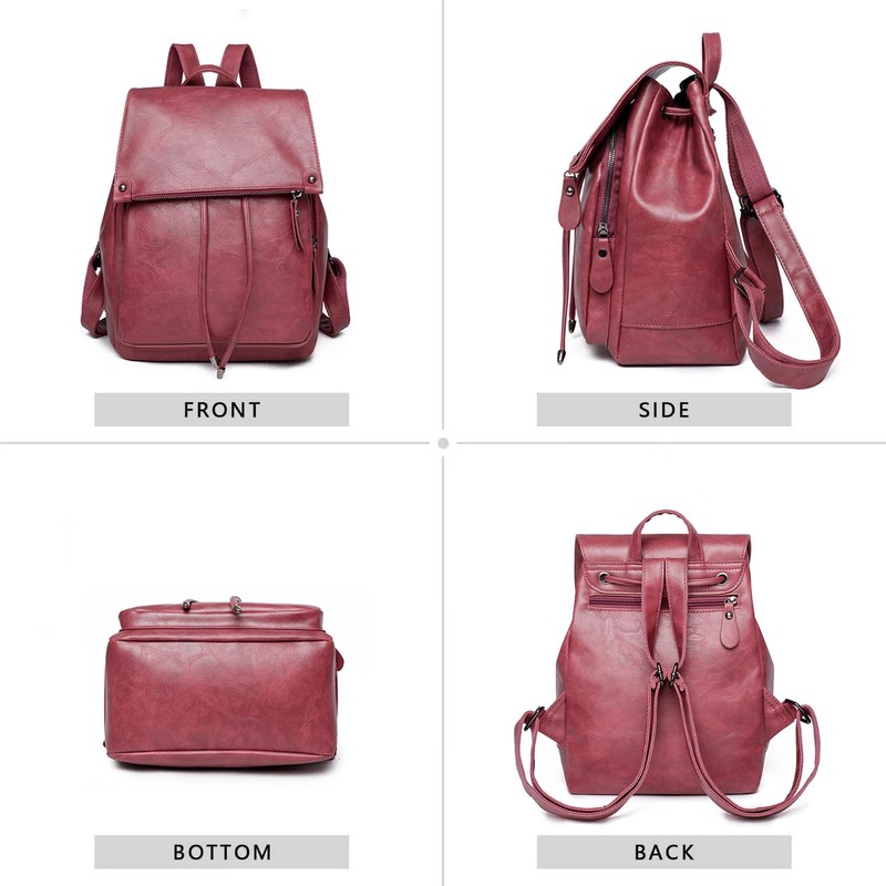 Everfunny Women Backpack Waterproof Anti-theft Lightweight PU Fashion Leather Shoulder