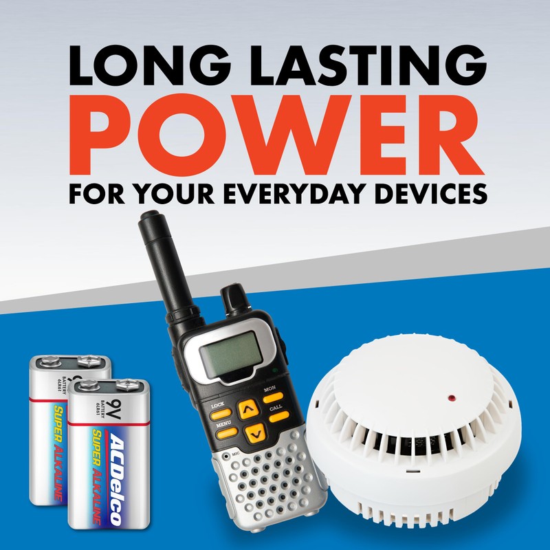 ACDelco 8-Count 9V Batteries, Maximum Power Super Alkaline Battery for