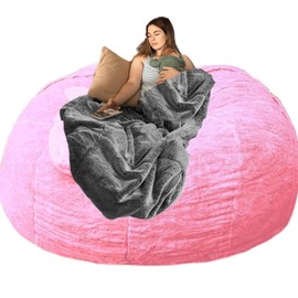 Big Huge Giant Bean Bag Chair Cover for Adults, (No Filler) Machine Washable Covers Bean Bag Chairs in Multiple Sizes and Colors Giant Foam-Filled Furniture Filled Furniture (Pink, 6FT)
