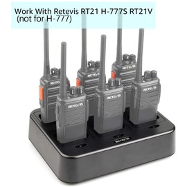 Retevis RT21 Six-Way Multi Unit Rapid Gang Charger Compatible with Retevis RT21 RT21V RT28 H-777S (not for H-777) RT53 Walkie Talkie and Batteries (1 Pack)