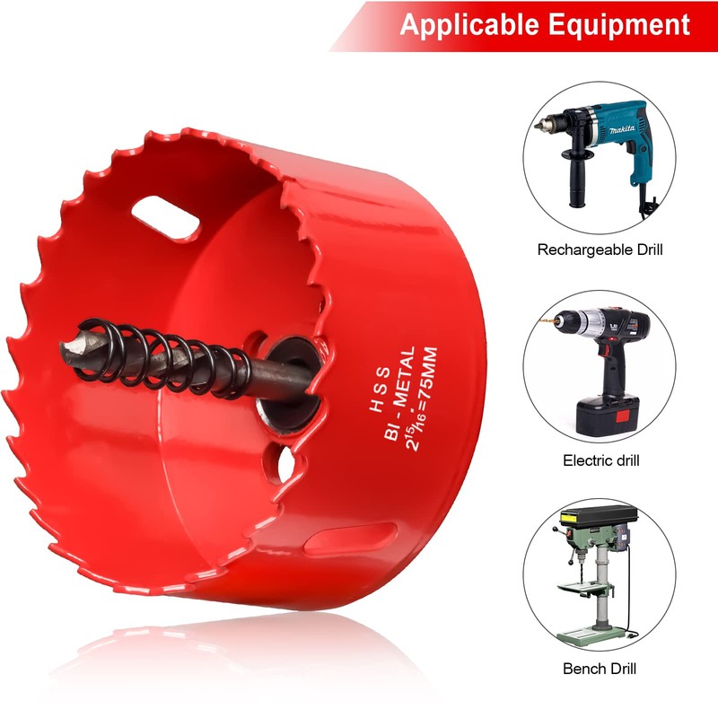 75mm Hole Saws Cutter, HSS Bi-Metal Drill Bit for Wood,