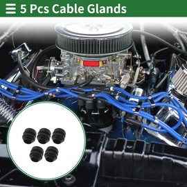 A ABSOPRO M32x1.5 Cable Glands 34.5mm / 1.36" Bellows Waterproof Tightening Joint Straight-Tube PA66 Nylon Black 5 Pcs