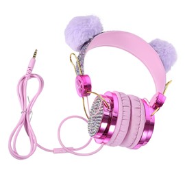 OSALADI Child Headset Boys and Girls Cartoon Headphones Long for Plane Comfortable on Ear Volume Limit Random Color
