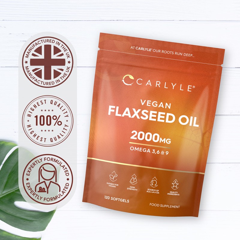 Flaxseed Oil Capsules 2000mg | 120 Vegan Softgels | High