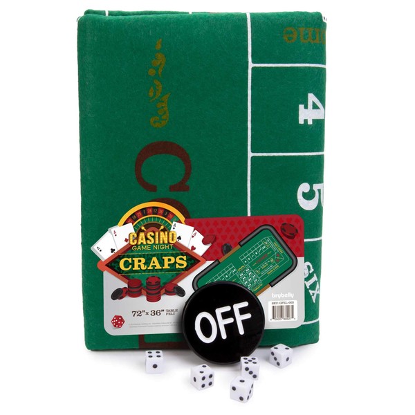 Craps Essentials Triple Pack Bundle - Set Includes Table Felt with Craps Layout, Dice, On/Off Puck - Authentic Casino Dice Games, Complete Vegas Night Experience - Great Gaming Gambling Fan Gift