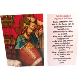 St Sebastian Holy Cards for Athletes Sports Pack Made in The USA, Set of 10