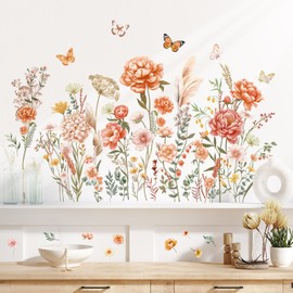 DECOWALL SG2-2507 Boho Large Flowers Wall Stickers Peel and Stick Removable Floral Decals Nursery Bedroom Garden Decor Blossom