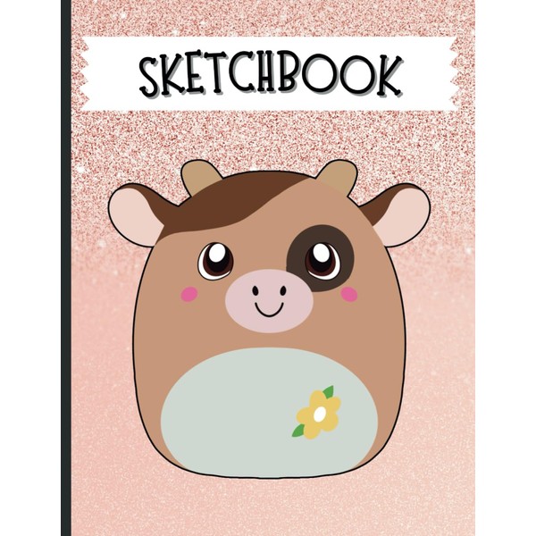 Cute Cow Squish with Rose Gold Glitter Effect Cover Design,