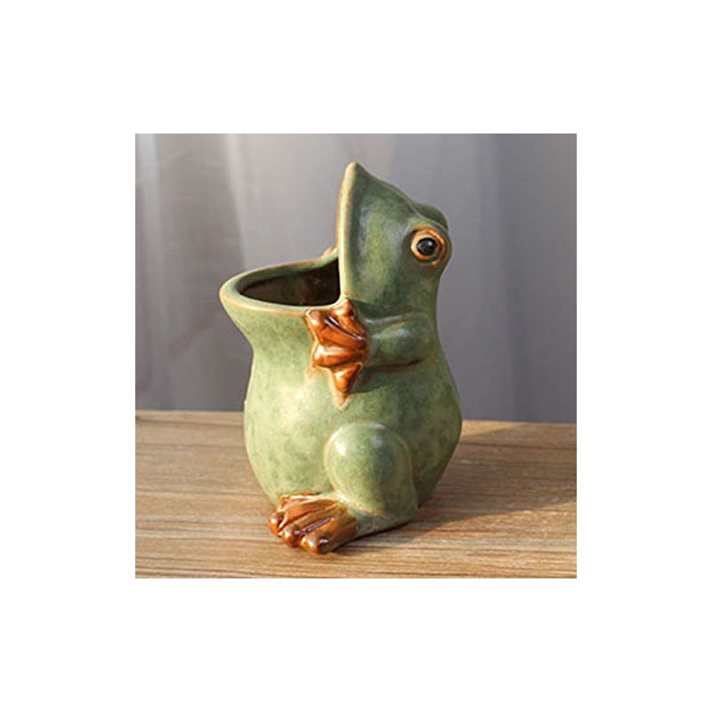 MONMOB Ceramic Frog Shaped Plant Pot Bonsai Flower Pot ucculent