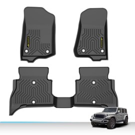 Floor Mats TPE Cargo Liners Compatible with Jeep Wrangler Unlimited 4XE 4 Door 2021-2025 1st & 2nd Row