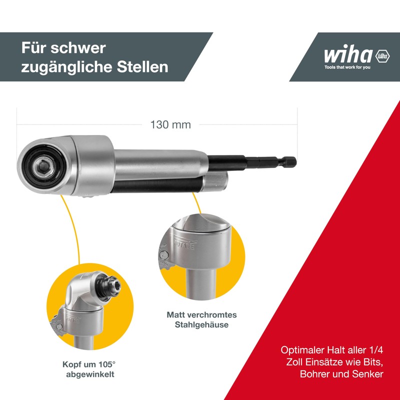 Wiha SB24628 Angled head to 105° 1/4 in x 1/4