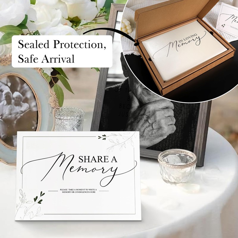 Funeral Guest Book for Celebration of Life Leather Memoria, Elegant