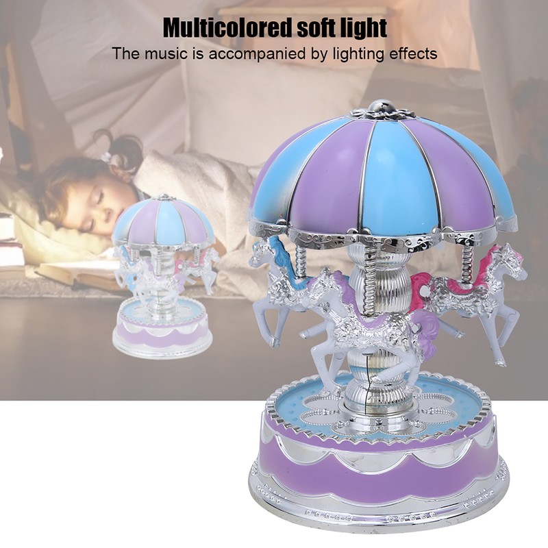 Innovative Children Carousel Birthday Gift Plastic Ornaments Luminous Eight Tone