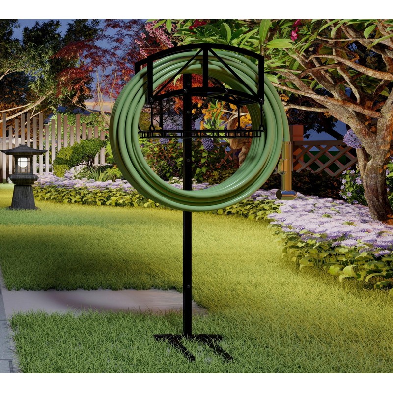 Fire Beauty Garden Hose Holder with Storage Basket,Heavy-Duty,80+lb Capacity,Rust-Proof Stainless